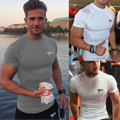 

Men Quick Dry Sports T-Shirt Compression Fitness Shirt Workout Short Sleeve Tops