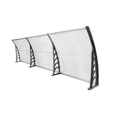 

Awning Cover HT-300 x 100 Household Application Door & Window Rain Cover Eaves Transparent Board & Gray Holder Patio Awnings