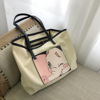 

Canvas bag ins big bag slung Korean version of the bag female slung ulzzang2019 new wild single shoulder tote bag