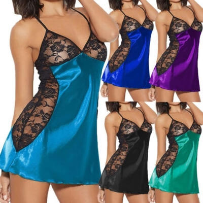 

Sexy-Lingerie-Women-Silk-Lace-Robe-Dress-Babydoll-Nightdress-Nightgown-Sleepwear