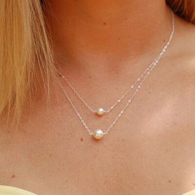 

Single double pearl necklace short summer clavicle chain simple female fashion wild pendant wholesale