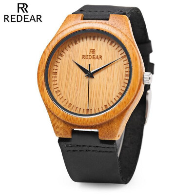 

REDEAR Simple Dial Unique Natural Bamboo Wristwatch Daily Water Resistant High-end Man Quartz Watch for Wedding Anniversary