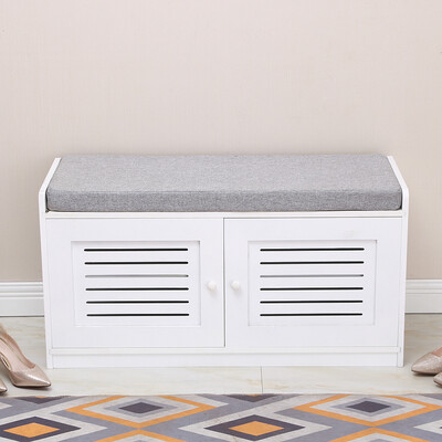 

4 Layers Fabric Shoe Cabinet Shoes Storage Rack with Seat Cushion Gray & White