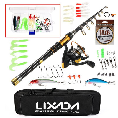 

Lixada Telescopic Fishing Rod&Reel Combo Full Kit Spinning Fishing Reel Gear Organizer Pole Set
