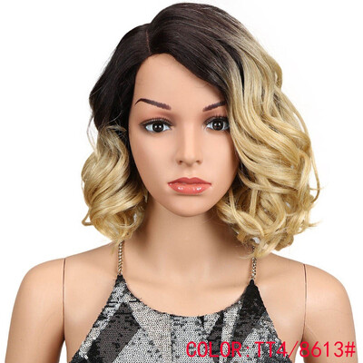 

Noble Hair African American 12"Inches Black Ombre Pink Fashion Style Loose Wavy Hair Synthetic Lace Front Wigs For Black Women