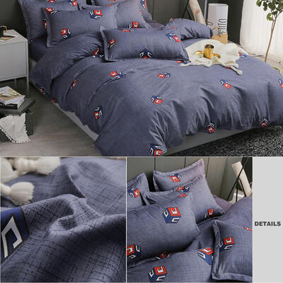 

4pcs Bedding Set Simple Printing Quilt Duvet Cover Bed Sheet Pillowcase