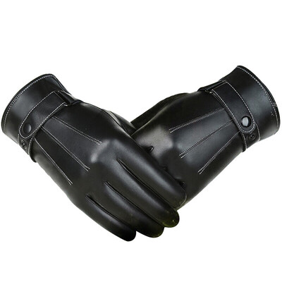 

Red Ling fire leather gloves men winter plus velvet warm touch screen driving bicycle outdoor riding new mens autumn waterproof windproof motorcycle thick double cold gloves female winter black