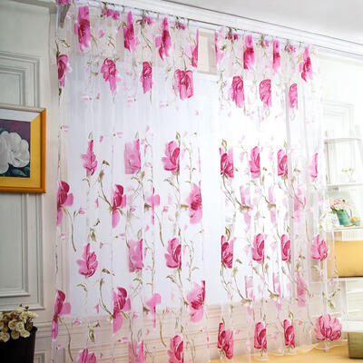 

Big Flower Tulle Blackout Curtains Window Screening Drape for Bedroom Decor