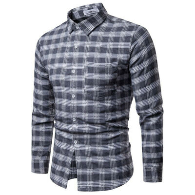 

Mens Long Sleeve Casual Check Print Cotton Flannel Plaid Shirt Tops T-shirt