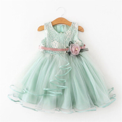 

Floral Toddler Baby Girl Sleeveless Dress Princess Pageant Lace Tutu Dress 6M-5Y