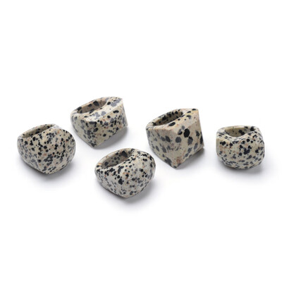 

Natural Dalmatian Jasper Finger Rings Wide Band Rings Faceted 1820mm