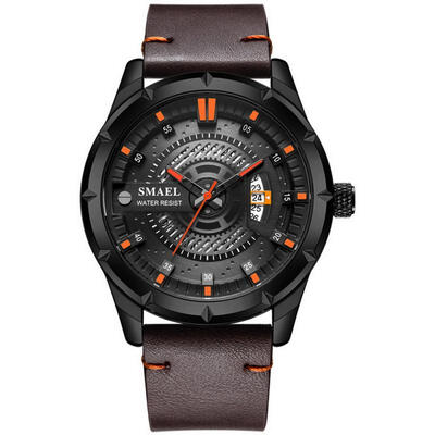 

SMAEL 9011 Casual Sport Watch Multifunctional Male Leather Wristwatch Waterproof Business Quartz Watches