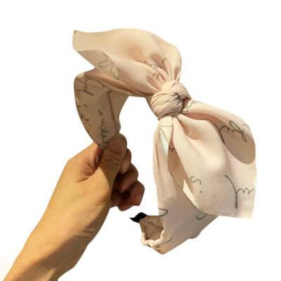 

Women Bowknot Headband Kawaii Cute Leeter Print Ladies Hairband Party Headwear