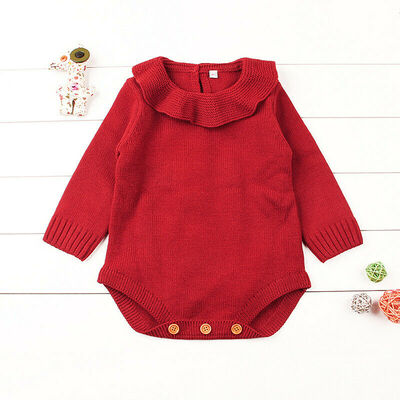 

Newborn Baby Girl Knit Warm Romper Bodysuit Jumpsuit Outfits Set Kids Clothes