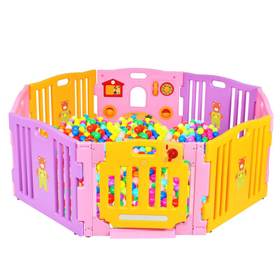 

Pink 8 Panel Baby Playpen Kids Safety Play Center