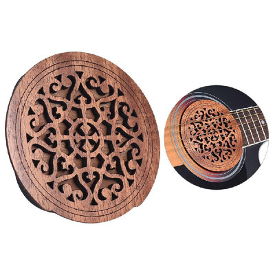 

Guitar Wooden Soundhole Sound Hole Cover Block Feedback Buffer Mahogany Wood for EQ Acoustic Folk Guitars