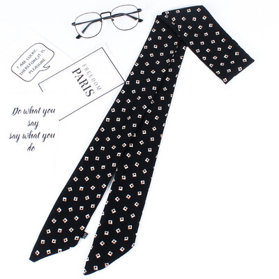 

Korean silk scarf spring&summer small scarf chiffon printing Variety scarf long double small bow tie decoration wild