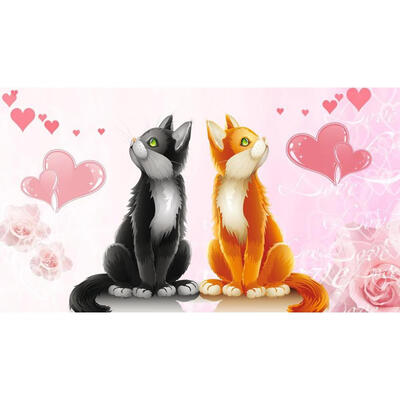 

5D DIY Full Drill Diamond Painting Valentine Day Cat Cross Stitch Embroider