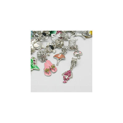 

Alloy European Dangle Pendants Mixed Shapes Platinum Metal Color about 625mm wide 2040mm long hole 45mm