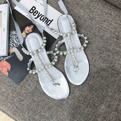 

Sandals 2019 new womens high heels students summer rhinestones thick with Korean version of Joker herringbone clip toe womens sh