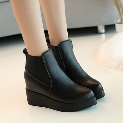 

Rose Womens Thick Bottomed Increasing Booties Single Boots High-Heeled Pointed Shoes