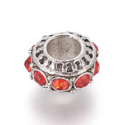 

Tibetan Style Alloy European Beads with Rhinestone Large Hole Beads Rondelle Hyacinth 1011x7mm Hole 5mm