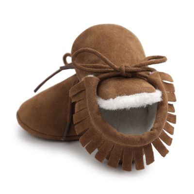 

Baby Boy Girl Moccasins Shoes Fringe Soft Soled Non-slip Footwear Crib Shoes PU Suede Leatherborn First Walkers Shoes