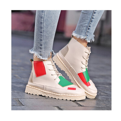 

2018 fashion new color matching Martin boots female autumn&winter Korean students thick bottom high shoes fashion wild single
