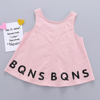 

Toddler Kid Baby Girl Sleeveless Letter Printed Party Princess Dress Clothes