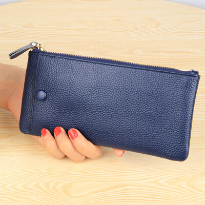 

2019 new Europe&America ultra-thin top layer leather wallet ladies leather simple fashion clutch bag large screen mobile phone bag