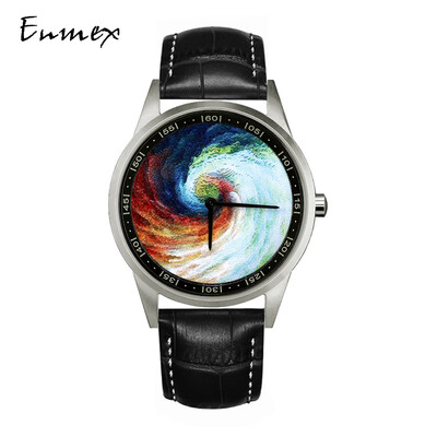 

Creative design of watch oil picture canvas belt sports waterproof steel watch when translating holiday gift Enmex