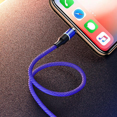 

Magnetic Charge Cable 3A Fast Charging Type C Micro USB Lightning Cord With Light