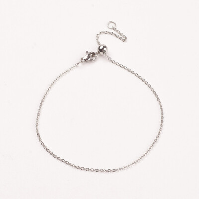 

304 Stainless Steel Cable Chain Bracelet Makings Stainless Steel Color 10-14"x18"260x15mm Hole 25mm&35mm