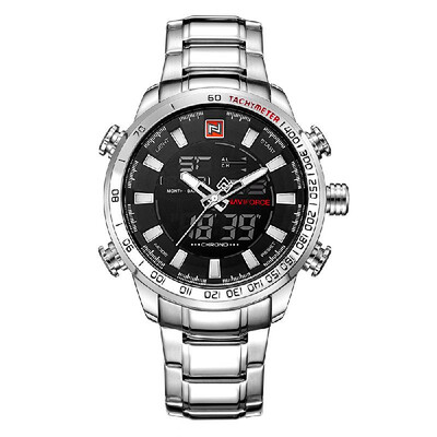 

NAVIFORCE Luxury Dual Display Digital Quartz Men Watch Stainless Steel Luminous Sports Watch Chronograph Water-Proof Man Clock G