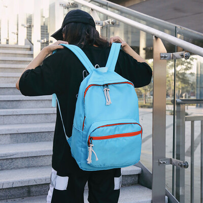 

Tailored Couple Students Pure Color Nylon Shoulder Bag School Bag Travel Tote Backpack