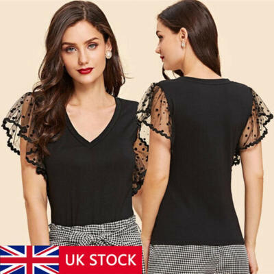 

Plus Size Women Ladies Mesh Summer Top Short Sleeve Blouse Casual Tops T Shirt