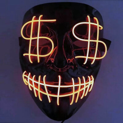 

Halloween Scary Mask Cosplay LED Costume Frightening Glowing EL Wire Light Up Mask For Festival Party Drop ship