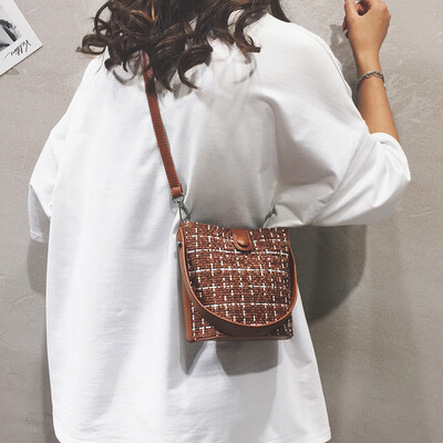 

Womens bag 2019 new wave autumn&winter wild handbags ocean wool bucket bag fashion net red popular Messenger bag