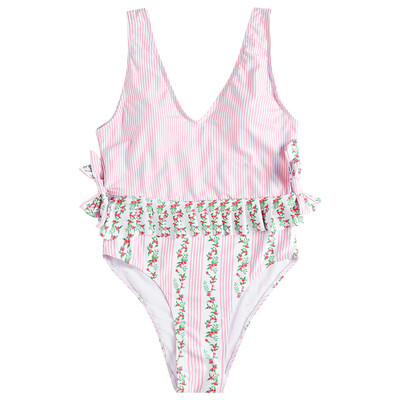 

Women Sexy Bow Backless Print Swimsuit