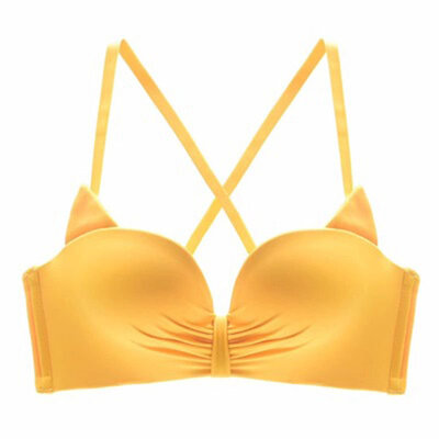 

New Sexy Cat Ears No Steel Ring No Trace Cross Beauty Back Pad Solid Color Gathered Bra