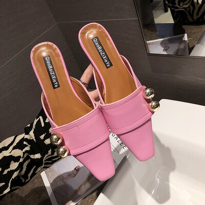 

Baotou Semi-slippers Women wear Flat Bottom Square Head Fashion Korean Version Baita ins Slippers Slippers Slippers Slipper Miller