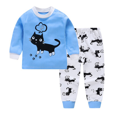 

Baby Kids Boys Girls Cartoon Animal Print Outfits Set Long Sleeve Blouse TopsPants Sleepwear Pajamas