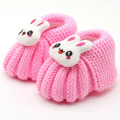 

Infant Toddler Girls Winter Warm Booties Girl Cute Rabbit Snow Crochet Knit Fleece Shoes Baby Walker Crib Boots