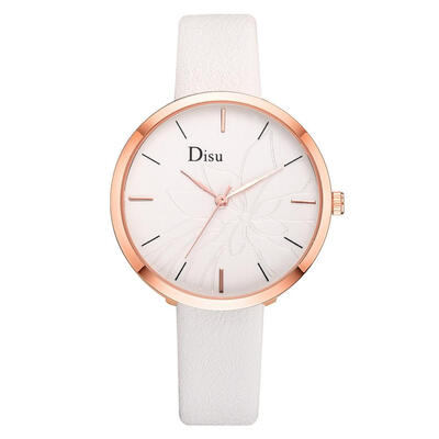 

Fashion Womens Watches Lotus pattern scale Ladies Quartz Wristwatch Temperament Leather Strap Minimalism Clock Reloj Mujer