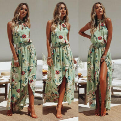 

Women Floral Long Maxi Dress Beach Holiday Casual Summer Sundress AU -XL