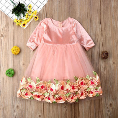 

Fashion Toddler Baby Girl Clothes Flower Princess Wedding Party Pageant Fancy Bow Dress