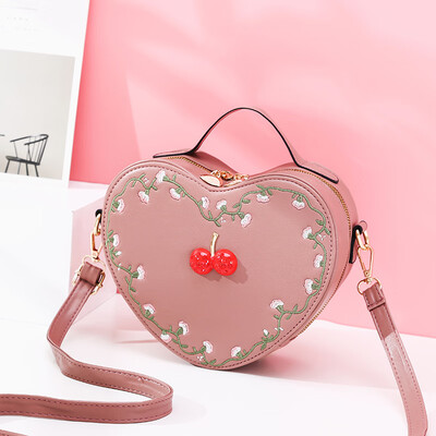 

Three-dimensional love bag female Korean fashion new womens bag shoulder diagonal handbag girl temperament peach small bag