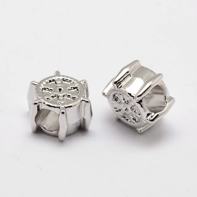 

Rack Plating Alloy European Beads Large Hole Beads Helm Platinum 12x12x7mm Hole 45mm