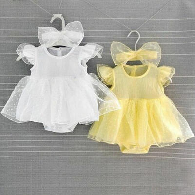 

USA Newborn Kids Baby Girls Tulle Summer Pageant Princess Romper Dress Sundress