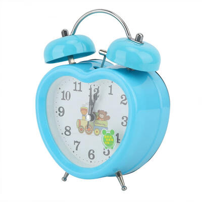 

Greensen Heart-Shaped Night Luminous Alarm Clock Double Bell Alarm Clock Bedside Clock Blue